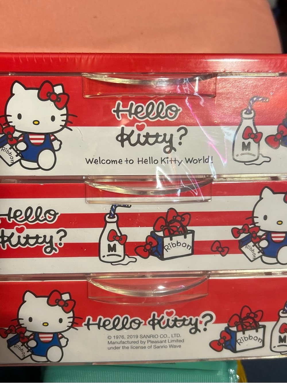 Sanrio Hello Kitty Red and White Striped Party Storage